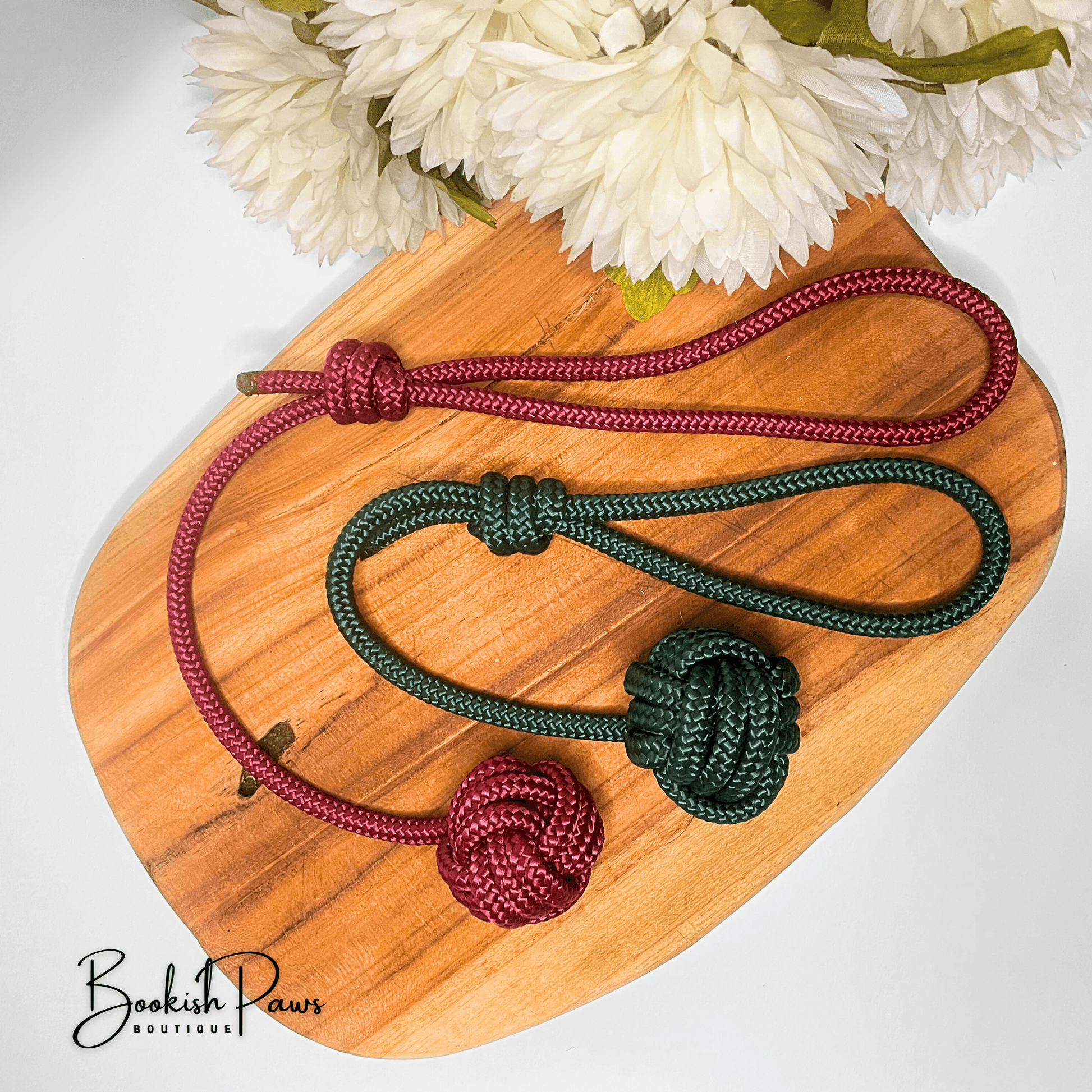 Hundespielzeug - Zergel aus PPM Seil in Forest Green & Wine Red