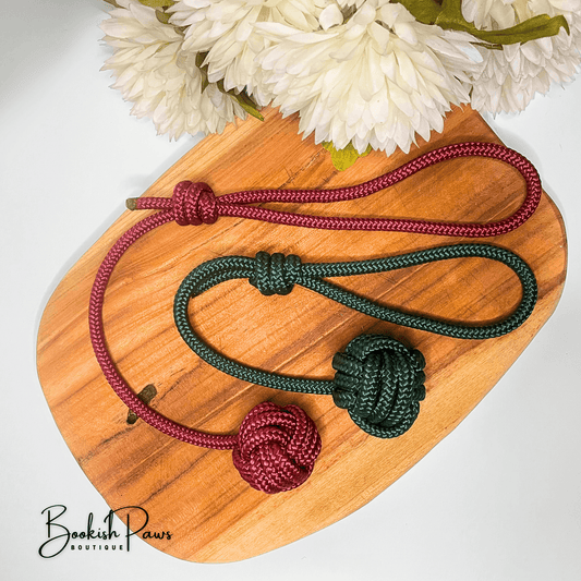 Hundespielzeug - Zergel aus PPM Seil in Forest Green & Wine Red