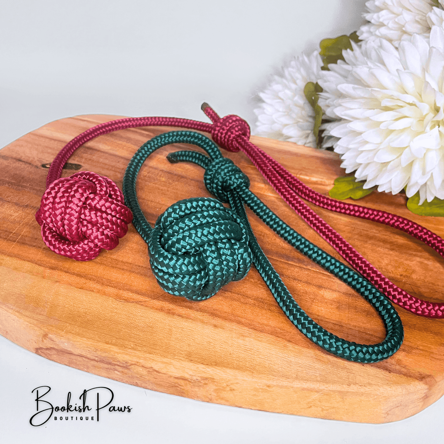 Hundespielzeug - Zergel aus PPM Seil in Forest Green & Wine Red