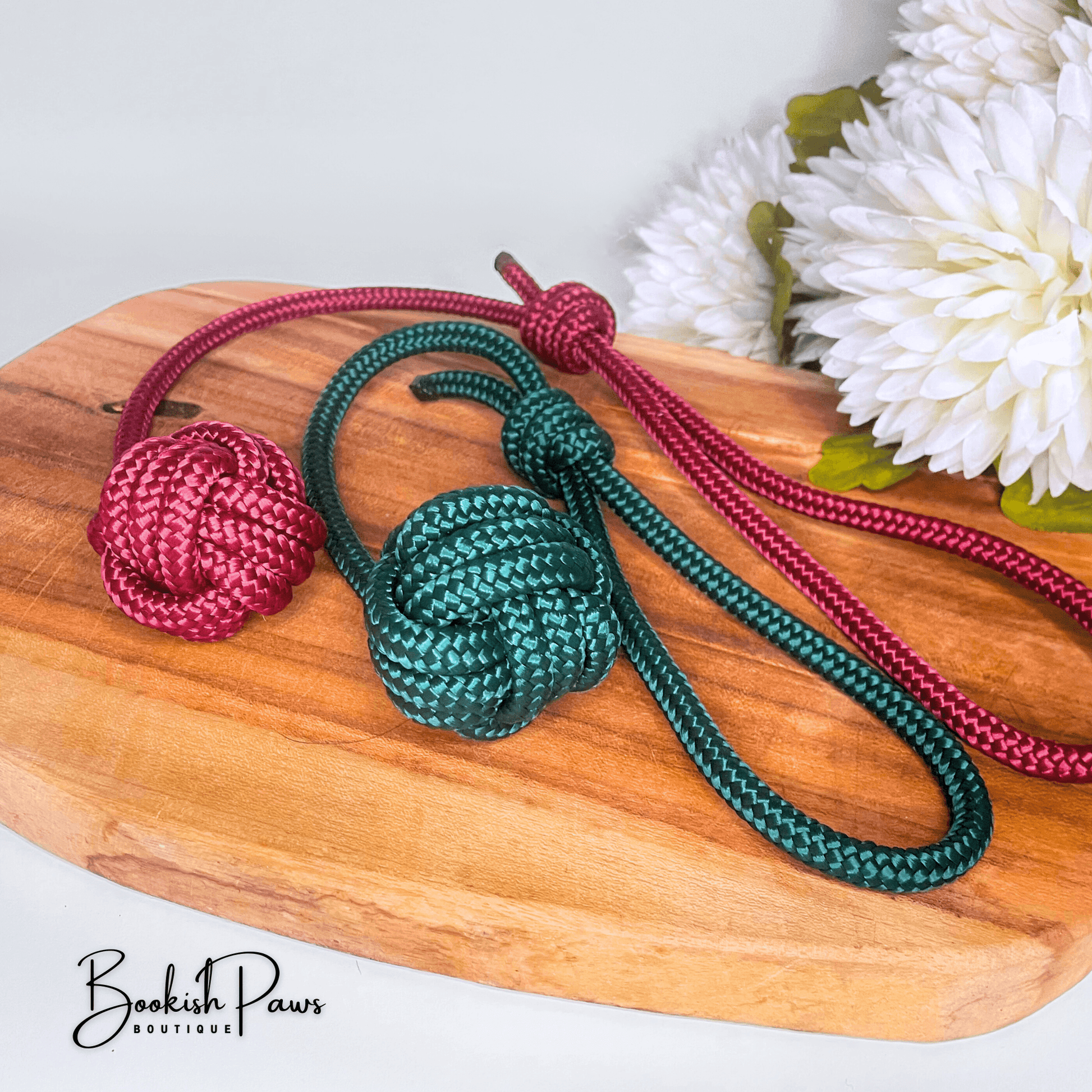 Hundespielzeug - Zergel aus PPM Seil in Forest Green & Wine Red