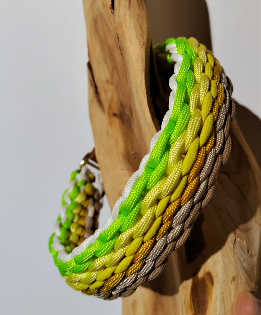 BookishPaws Sienna Glow Halsband | Paracord & Biothane | Braun- und grüntöne (Farbverlauf)