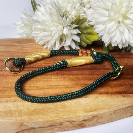 PPM Zugstop Halsband Forest Green  – Handgemacht von BookishPaws