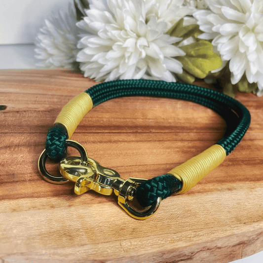 PPM Halsband Forest Green mit goldenen Beschlägen – Handgemacht von BookishPaws