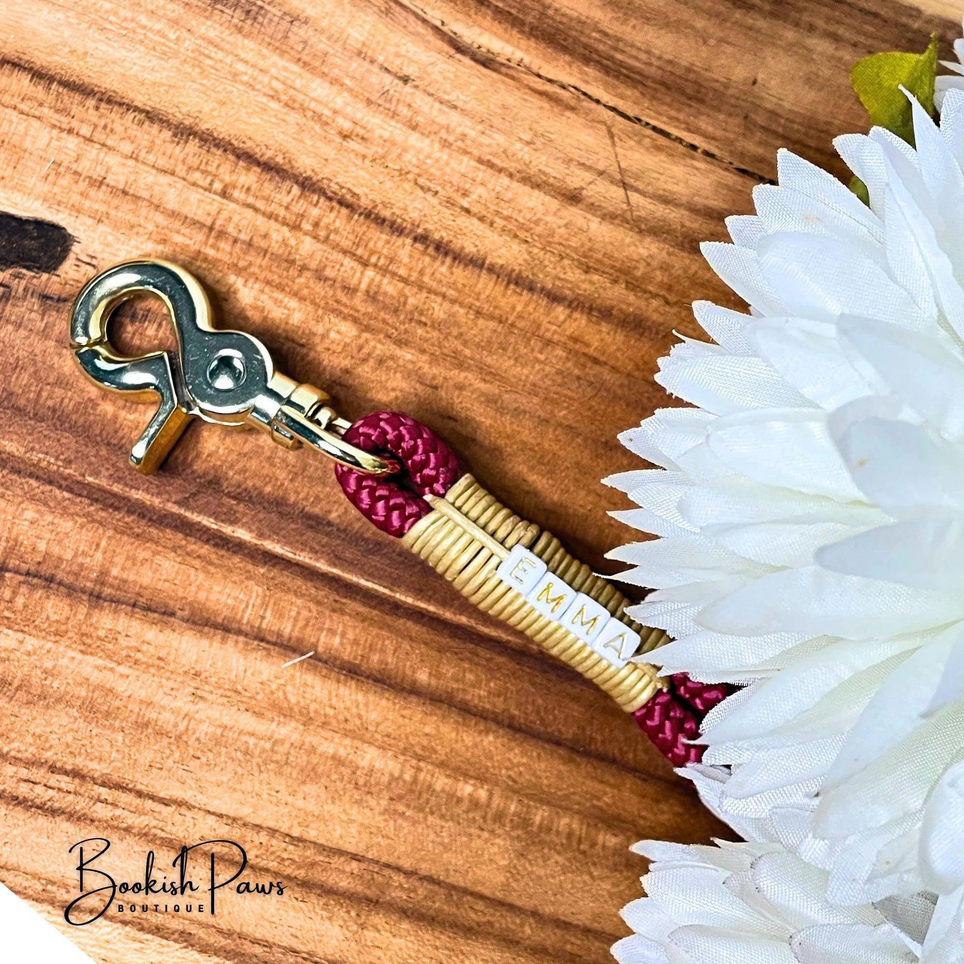 PPM Seil Halsband Wine Red & Gold – Handgemacht von BookishPaws